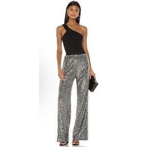 NBD Pants Women’s Small Silver Revolve Saturday Love Sequin Night Out Party NYE